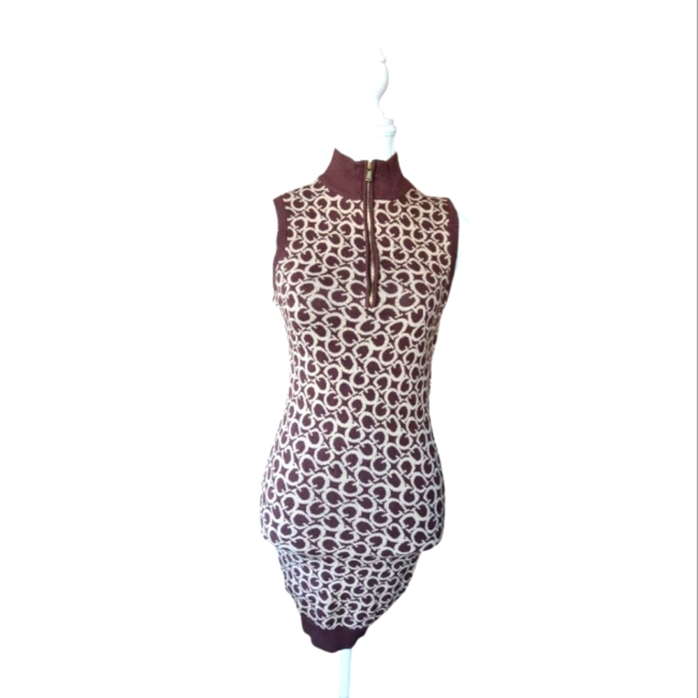 Guess Elegant Brown and Cream Sleeveless Dress, S
